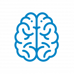 icon showing blue outline of a brain
