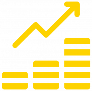 yellow icon of a graph showing increasing values